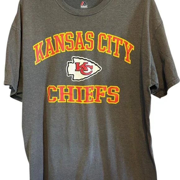 Majestic Kansas City Chiefs Football Game Gray T-shirt Men’s XL - Picture 1 of 5